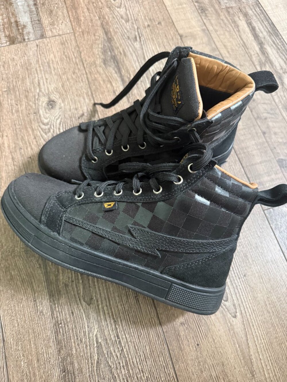 Cortech Women's Black Slayer Canvas Check Motorcycle Riding Shoes - Size 8
